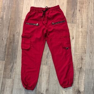 MANFINITY Men's Red Cargo Pants